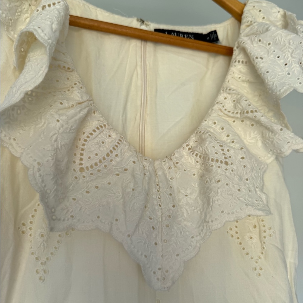 Ralph Lauren cream ruffle eyelet maxi dress - Picture 2 of 4